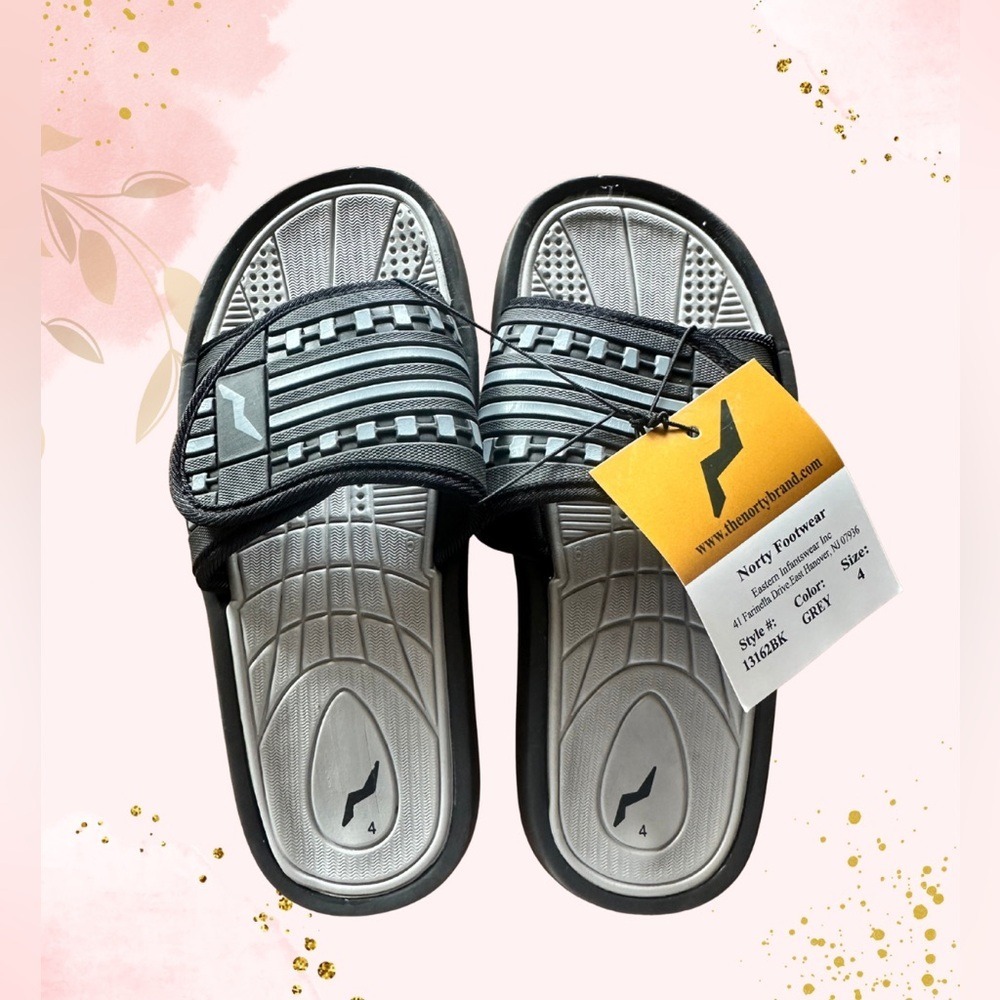 *NWT* Norty Kids Black‎ and Grey Slides